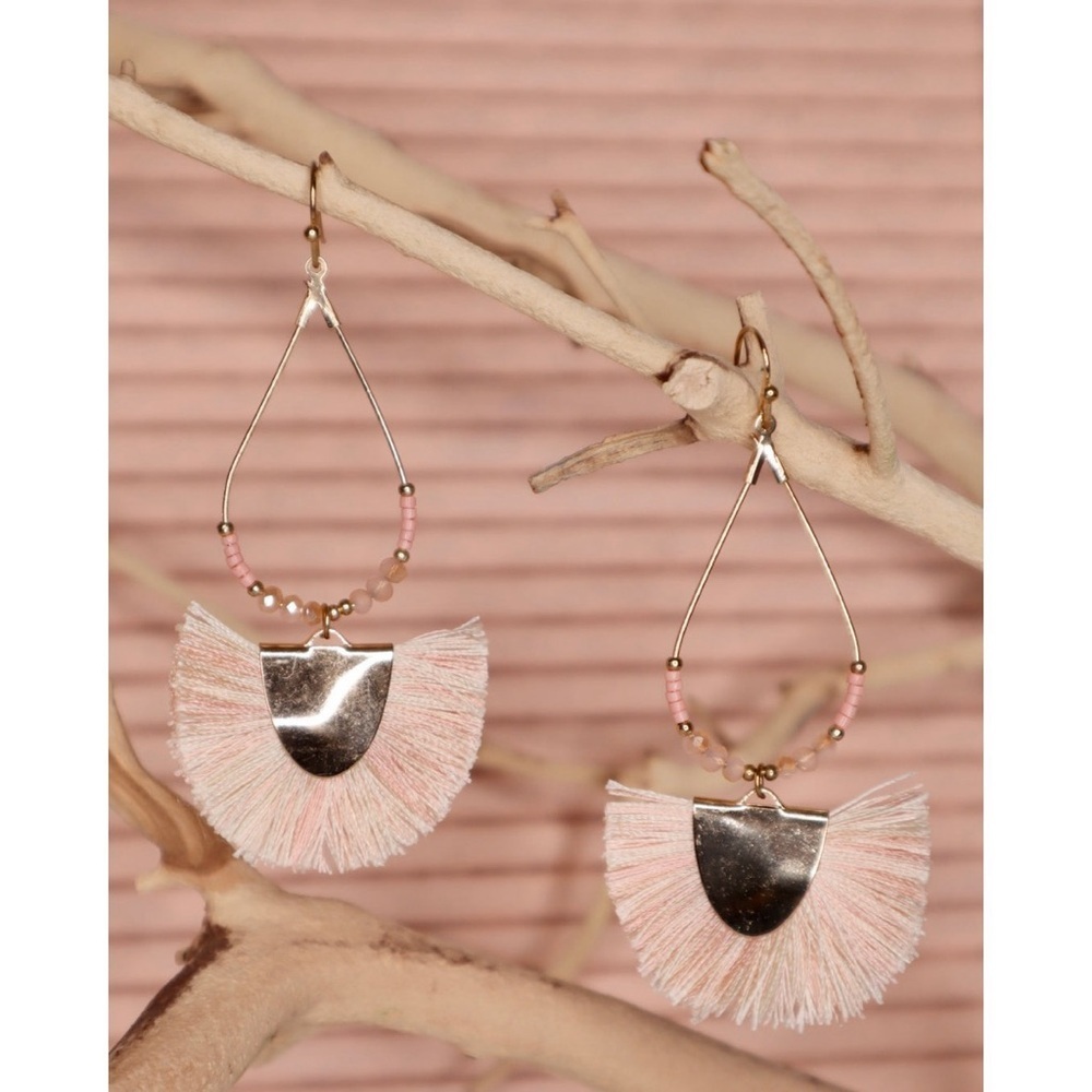 TEARDROP BEAD & TASSEL EARRINGS